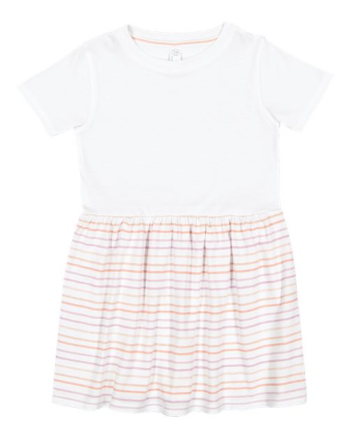 Toddler Fine Jersey Dress - White/ Lilac Stripe Front