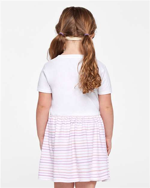 Toddler Fine Jersey Dress - White/ Lilac Stripe Back