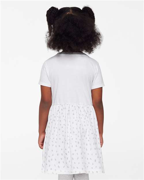 Toddler Fine Jersey Dress - White/ White Spot Back