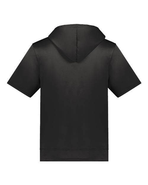 Unisex Fleece Short Sleeve Hooded Pullover - Black Back