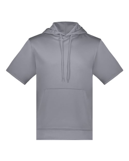 Unisex Fleece Short Sleeve Hooded Pullover - Graphite Front