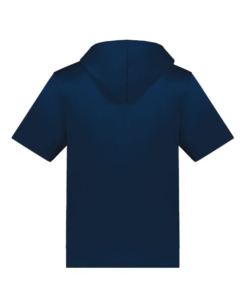 Unisex Fleece Short Sleeve Hooded Pullover - Navy Back