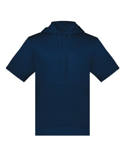 Unisex Fleece Short Sleeve Hooded Pullover - Navy Front