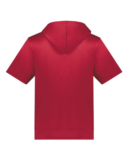 Unisex Fleece Short Sleeve Hooded Pullover - Scarlet Back