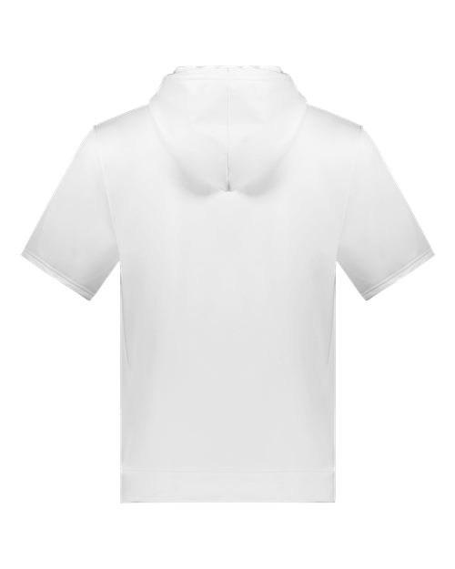 Unisex Fleece Short Sleeve Hooded Pullover - White Back
