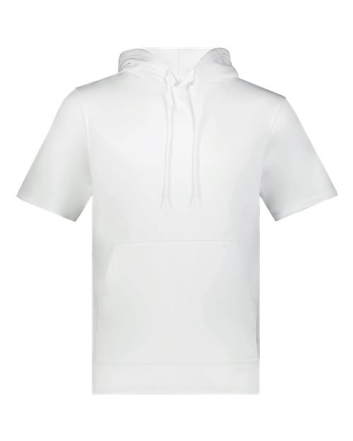 Unisex Fleece Short Sleeve Hooded Pullover - White Front