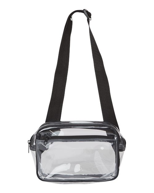 Clear Stadium 2-Pocket Fanny Pack/Crossbody Bag - Black Front
