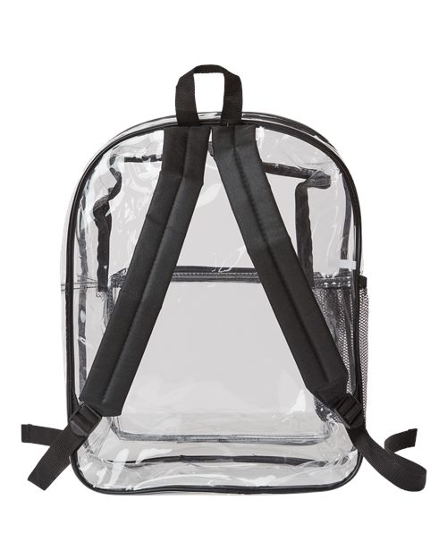 Large 17" Heavy Duty Clear Backpack - Black Back