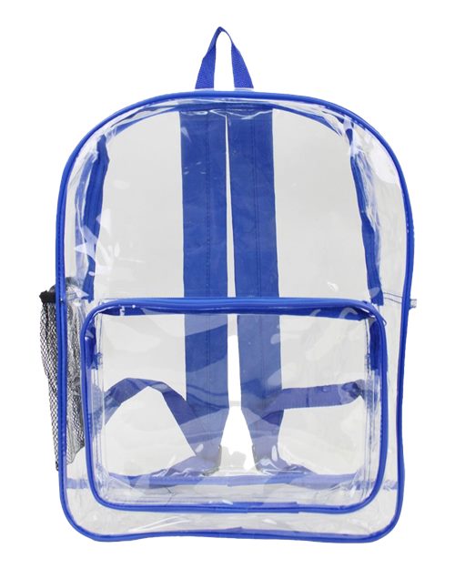 Large 17" Heavy Duty Clear Backpack - Royal Front
