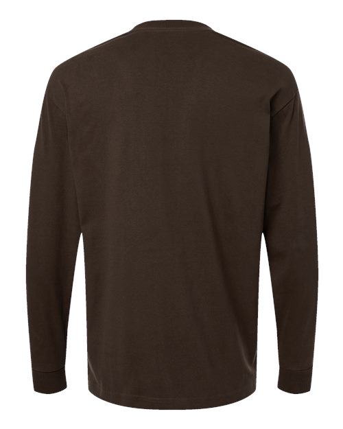 Unisex Super Heavyweight Long Sleeve Pocket Tee - Brown Back