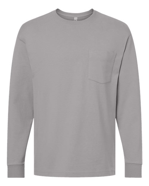Unisex Super Heavyweight Long Sleeve Pocket Tee - Gravel Front