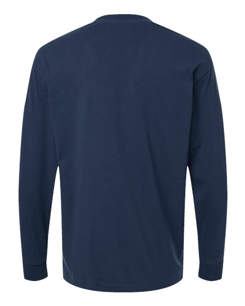 Unisex Super Heavyweight Long Sleeve Pocket Tee - Sea Blue Back