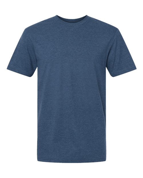 Unisex CVC Tee - Heather Sea Blue Front