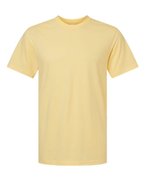 Unisex CVC Tee - Heather Panna Cotta Front