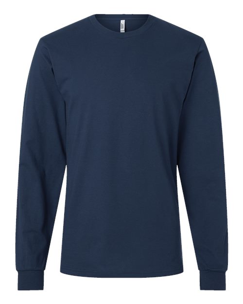 Unisex Fine Jersey Long Sleeve Tee - Sea Blue Front