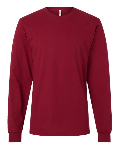 Unisex Fine Jersey Long Sleeve Tee - Cranberry Front