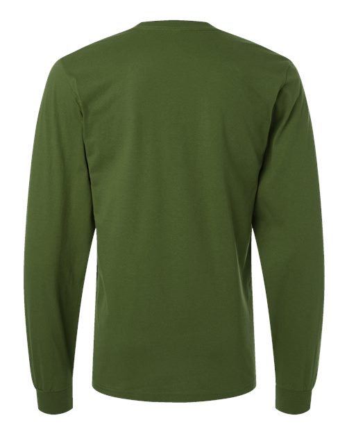 Unisex Fine Jersey Long Sleeve Tee - Olive Back