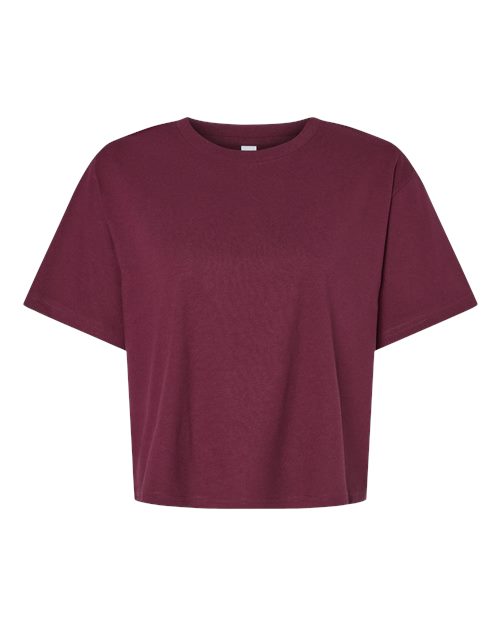 Women's Fine Jersey Boxy Tee - Burgundy Front