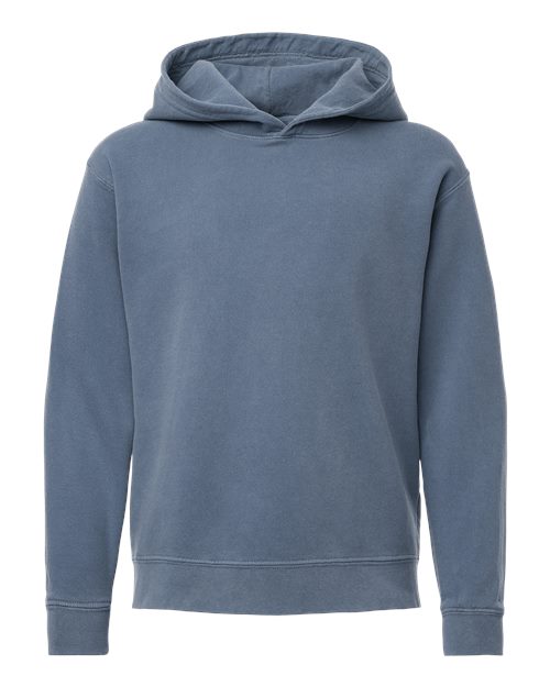 Youth Garment-Dyed Lightweight Fleece Hooded Sweatshirt - Blue Jean Front
