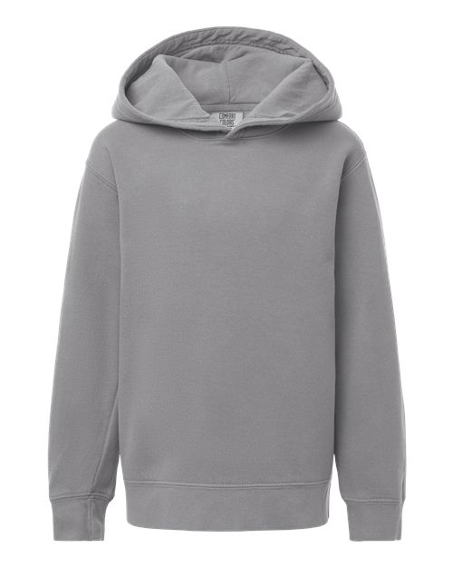 Youth Garment-Dyed Lightweight Fleece Hooded Sweatshirt - Grey Front