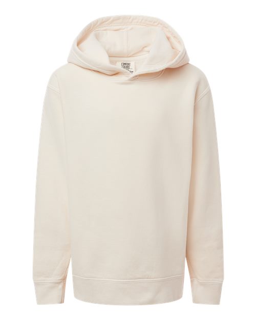 Youth Garment-Dyed Lightweight Fleece Hooded Sweatshirt - Ivory Front