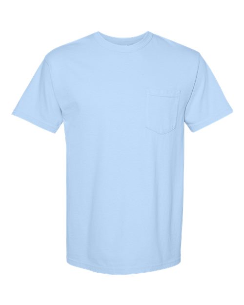 Unisex Garment-Dyed Heavyweight Pocket T-Shirt - Hydrangea Front