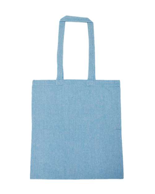 Lightweight Recycled Canvas Tote Bag with Extended Handle - Heather Aqua Front