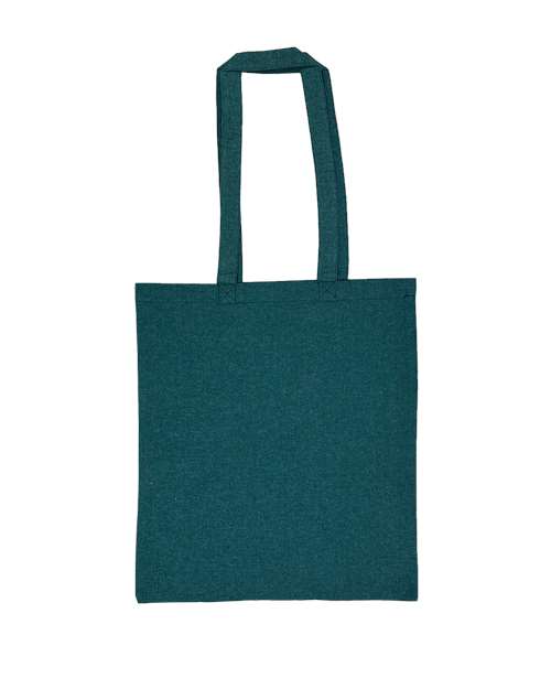 Lightweight Recycled Canvas Tote Bag with Extended Handle - Heather Emerald Green Front