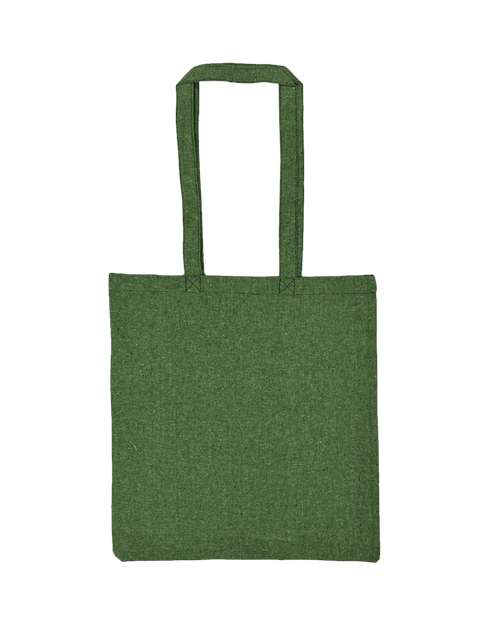 Lightweight Recycled Canvas Tote Bag with Extended Handle - Heather Green Front