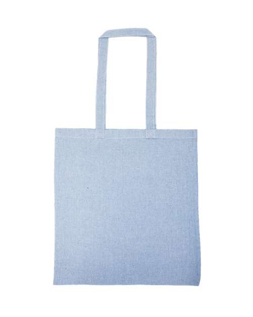 Lightweight Recycled Canvas Tote Bag with Extended Handle - Heather Medium Blue Front