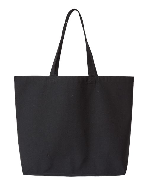 Jumbo Recycled Midweight Gusseted Canvas Tote - Recycled Black Front