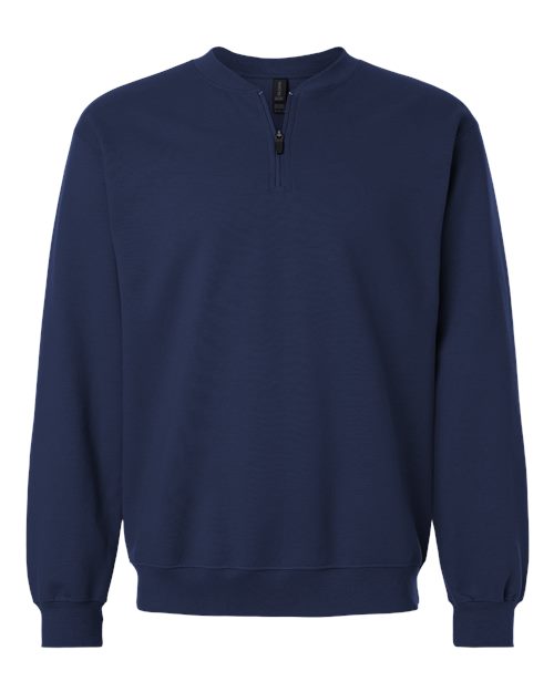 Unisex Softstyle® Midweight 1/4 Zip Sweatshirt - Navy Front