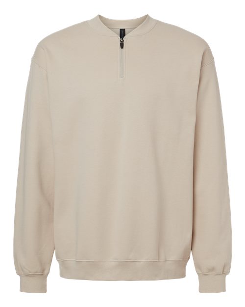 Unisex Softstyle® Midweight 1/4 Zip Sweatshirt - Sand Front