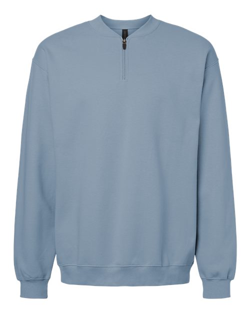 Unisex Softstyle® Midweight 1/4 Zip Sweatshirt - Stone Blue Front