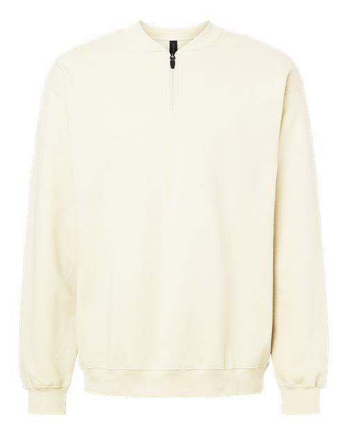 Unisex Softstyle® Midweight 1/4 Zip Sweatshirt - Off White Front