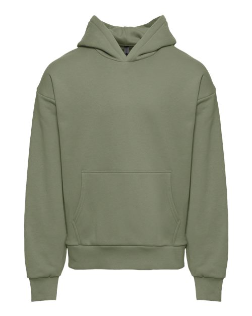 Unisex Heavyweight Fleece Hoodie Sweatshirt - Light Olive Front
