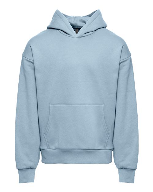 Unisex Heavyweight Fleece Hoodie Sweatshirt - Stonewash Denim Front