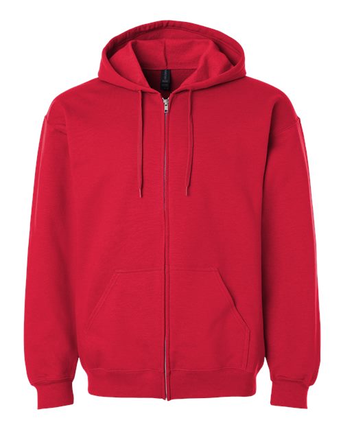 Unisex Softstyle® Full-Zip Hooded Sweatshirt - Red Front