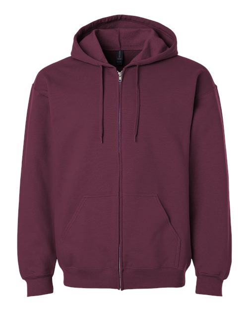 Unisex Softstyle® Full-Zip Hooded Sweatshirt - Maroon Front