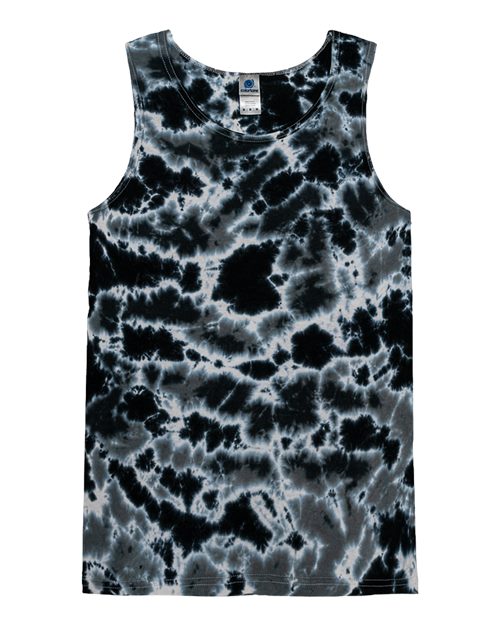 Colortone Unisex Tie-Dyed Tank Top - Multi Black Front