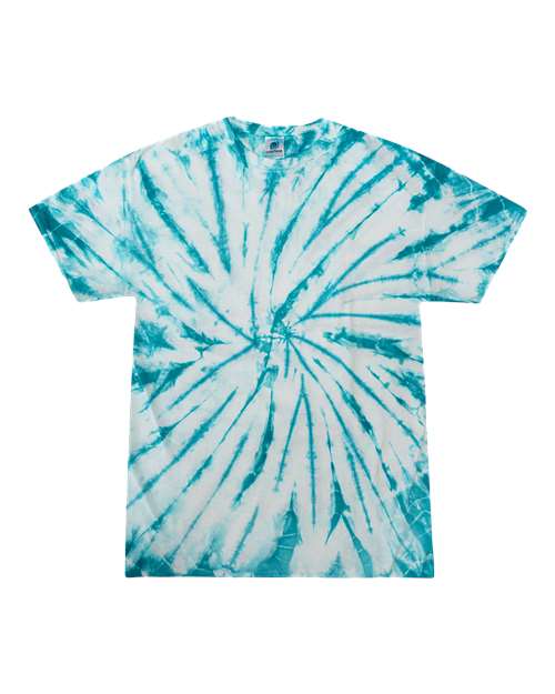 Youth Multi-Color Tie-Dyed T-Shirt - White/ Turquoise Front