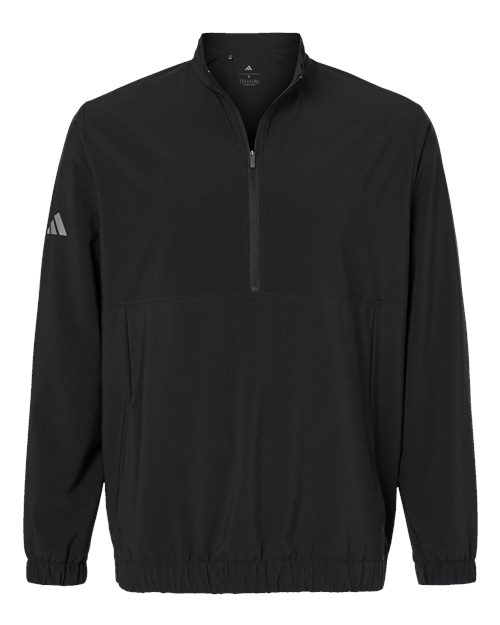 Men's Stretch Woven Half-Zip Pullover - Black Front