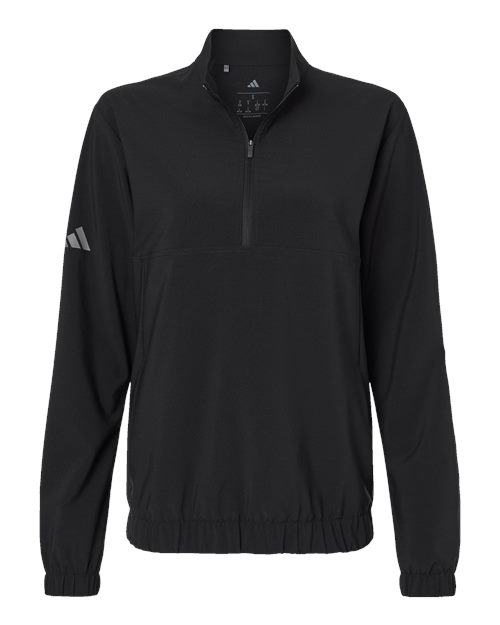 Women's Stretch Woven Half-Zip Pullover - Black Front