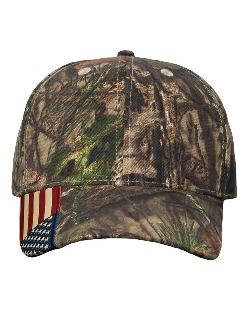 Camo Woven USA Flag Cap - Xtra/ USA Flag Front