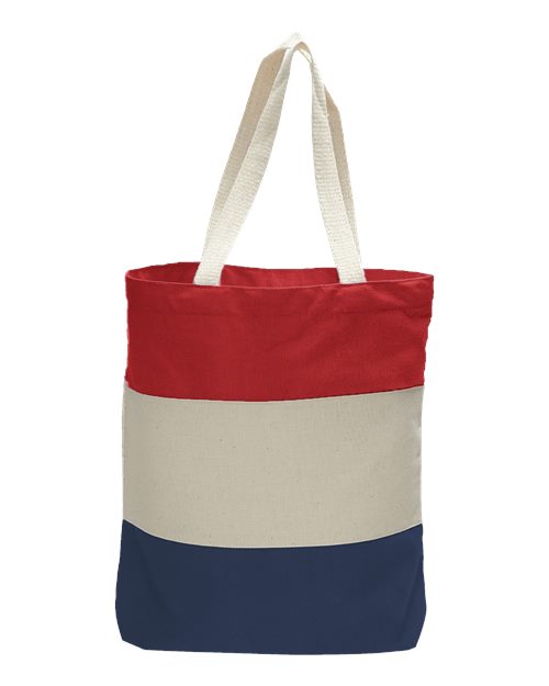 11L Tri-Color Tote - Navy/ Natural/ Red Back