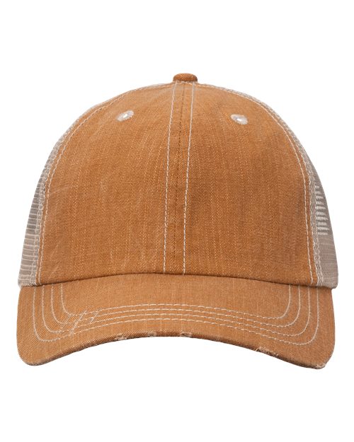 Contrast Stitch Cap - Golden Brown/ Khaki Front