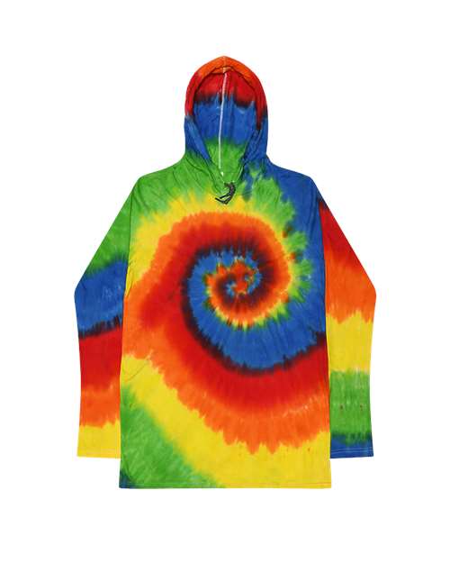 Unisex Tie-Dyed Hooded Long Sleeve T-Shirt - Moondance Red Front