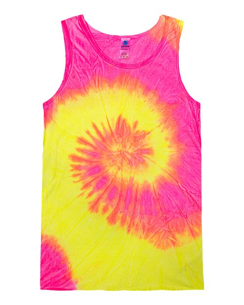 Colortone Unisex Tie-Dyed Tank Top - Fluorescent Swirl Front