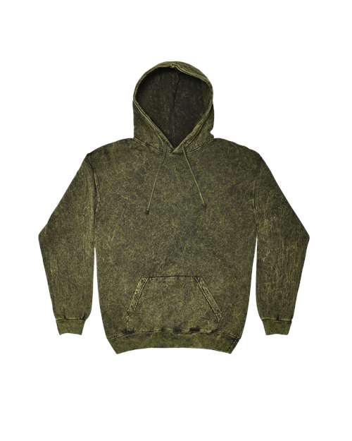Unisex Mineral Wash Hooded Sweatshirt - Dark Green Front