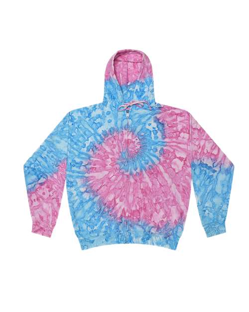 Unisex Tie-Dyed Full-Zip Hooded Sweatshirt - Athens Front